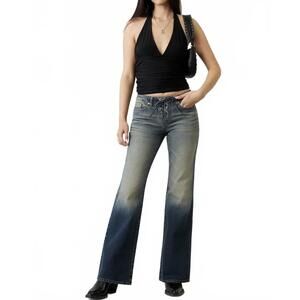 PacSun Jade Low Rise Bootcut Jeans Lace-Up Dark Blue Indigo Size 31